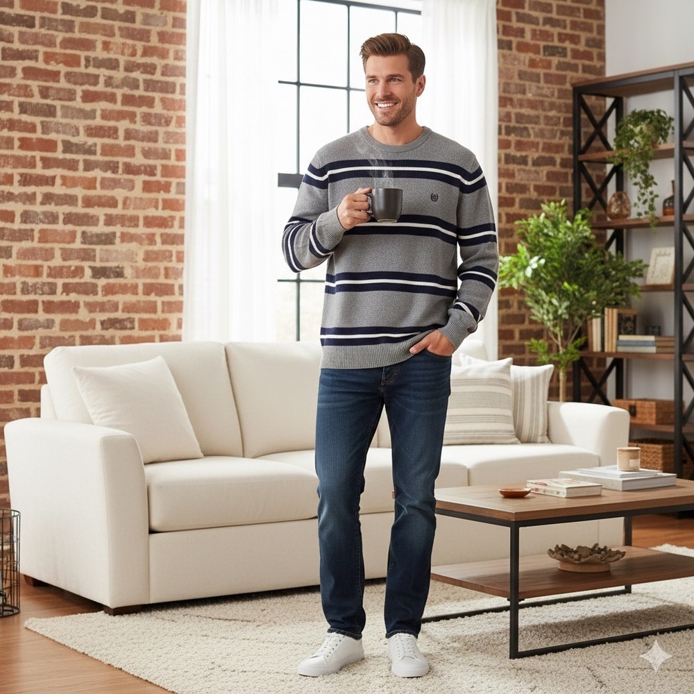 Chaps Men's Striped Crewneck Sweater
